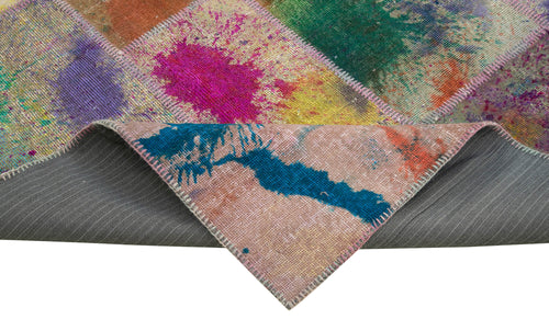Kırk Yama Pembe Patchwork Pamuk Yün El Dokuma Halısı 206x302 Agacan