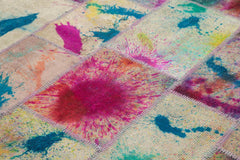 Kırk Yama Pembe Patchwork Pamuk Yün El Dokuma Halısı 204x298 Agacan