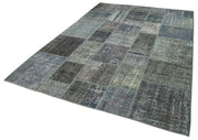 Kırk Yama Gri Patchwork Pamuk Yün El Dokuma Halısı 205x302 Agacan