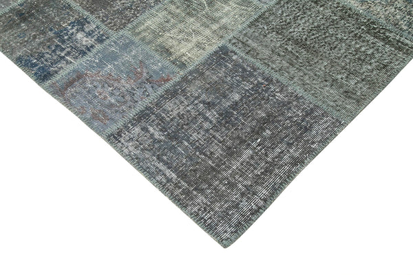 Kırk Yama Gri Patchwork Pamuk Yün El Dokuma Halısı 205x302 Agacan