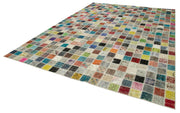 Kırk Yama Pembe Patchwork Pamuk Yün El Dokuma Halısı 300x408 Agacan