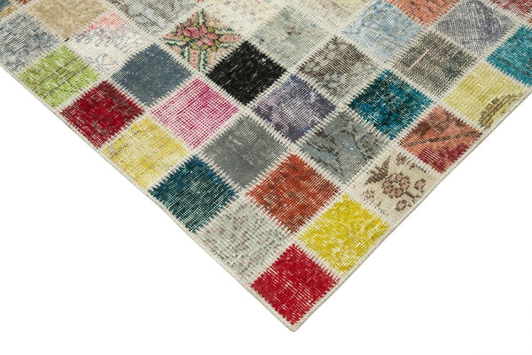 Kırk Yama Pembe Patchwork Pamuk Yün El Dokuma Halısı 300x408 Agacan