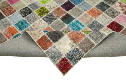 Kırk Yama Pembe Patchwork Pamuk Yün El Dokuma Halısı 300x408 Agacan