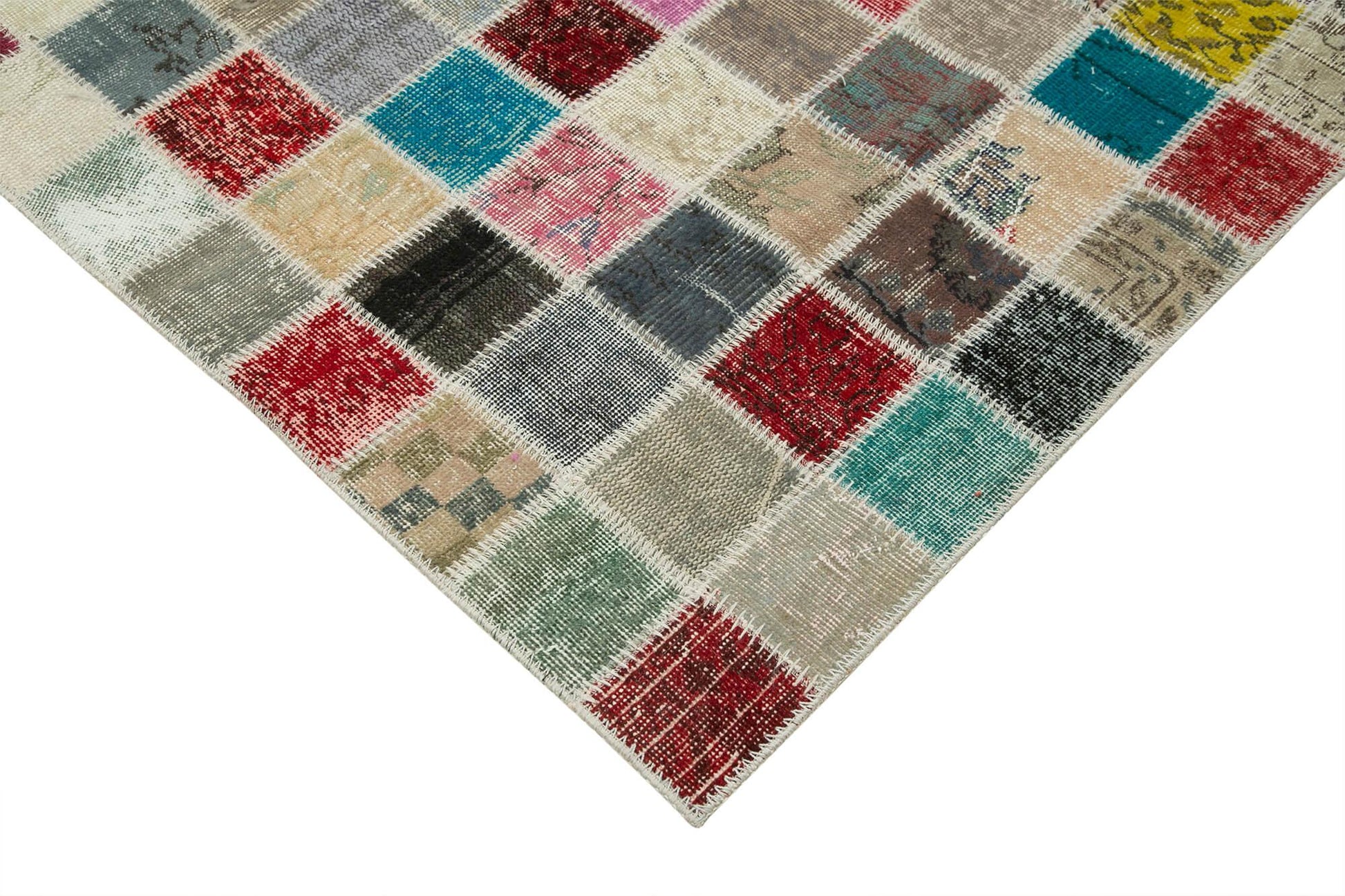 Kırk Yama Pembe Patchwork Pamuk Yün El Dokuma Halısı 300x400 Agacan