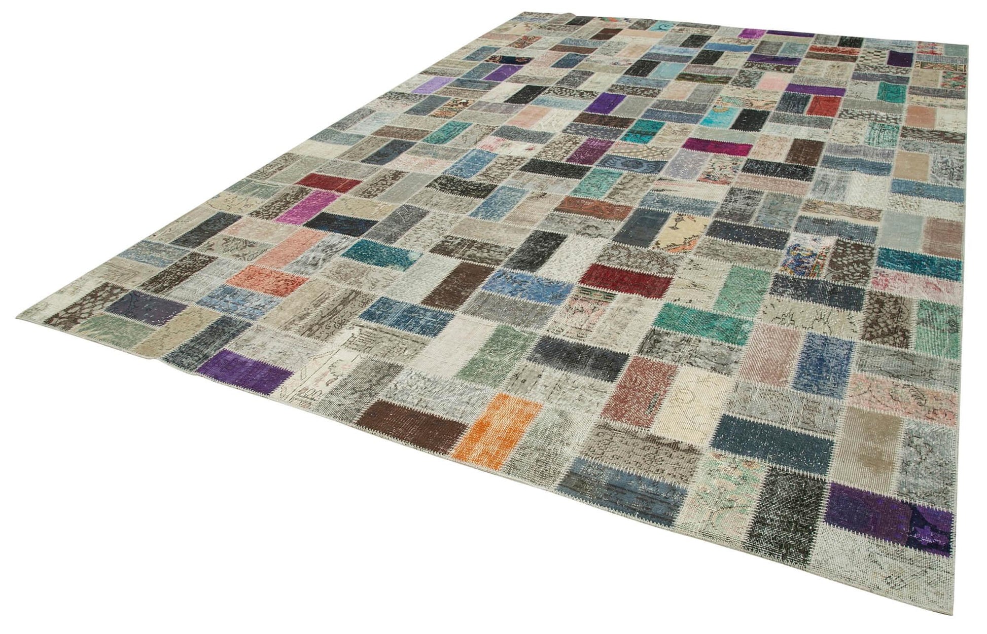 Kırk Yama Pembe Patchwork Pamuk Yün El Dokuma Halısı 297x414 Agacan