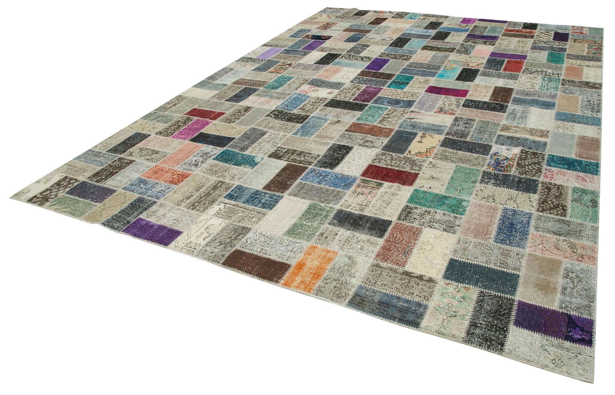Kırk Yama Pembe Patchwork Pamuk Yün El Dokuma Halısı 297x414 Agacan