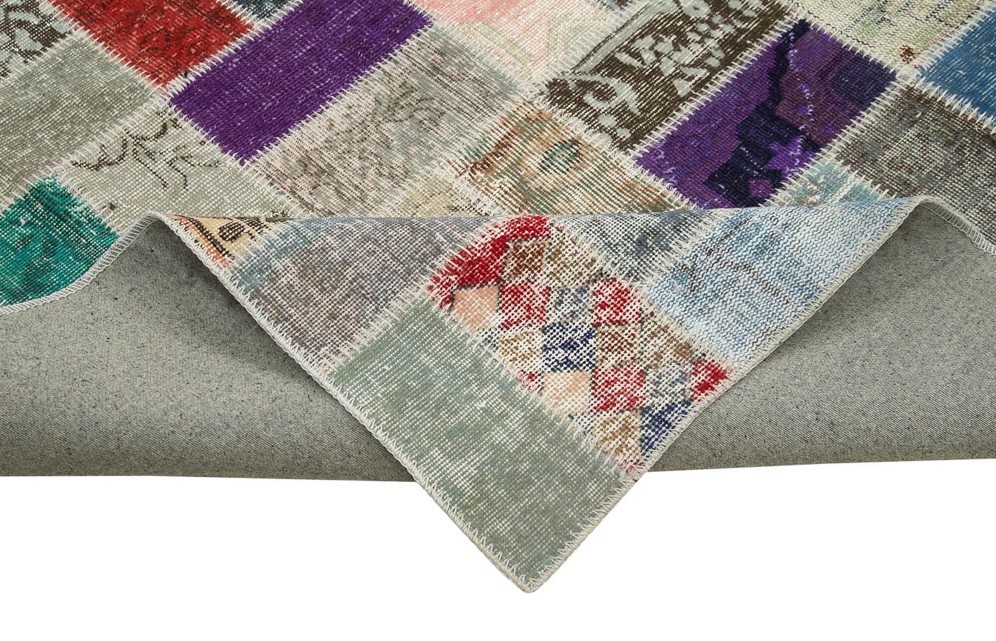 Kırk Yama Pembe Patchwork Pamuk Yün El Dokuma Halısı 297x414 Agacan