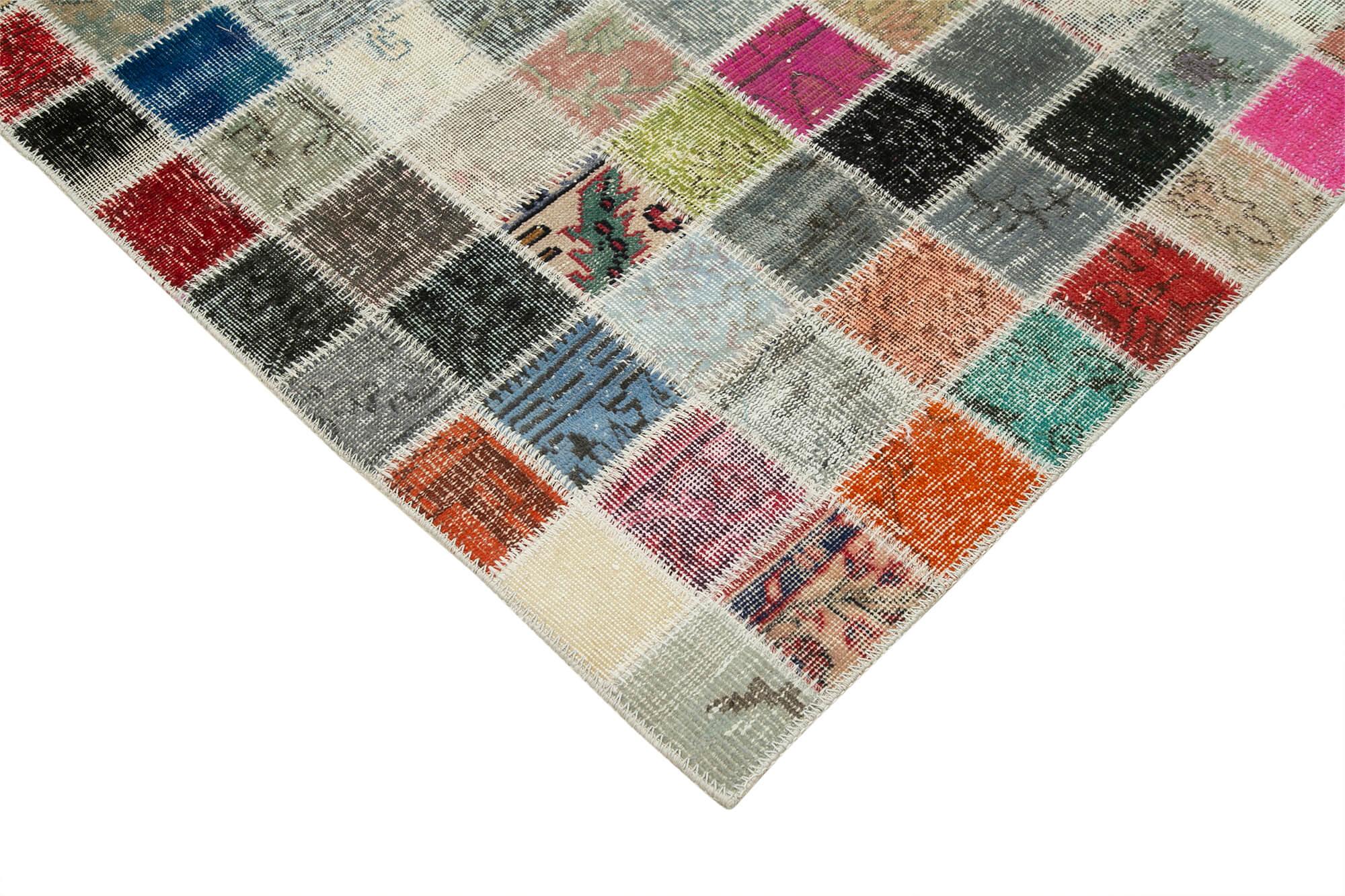 Kırk Yama Pembe Patchwork Pamuk Yün El Dokuma Halısı 300x400 Agacan