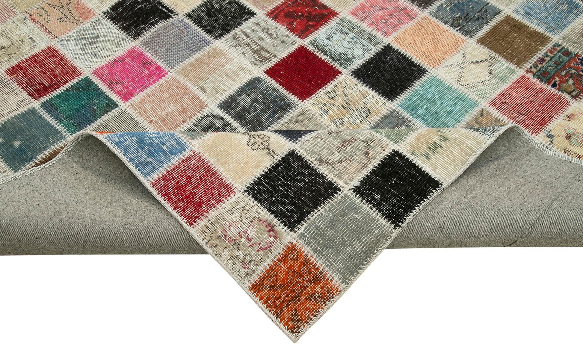 Kırk Yama Pembe Patchwork Pamuk Yün El Dokuma Halısı 300x400 Agacan