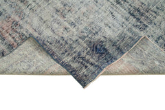 Zile Mavi Eskitme Pamuk Yün El Dokuma Halısı 140x412 Agacan