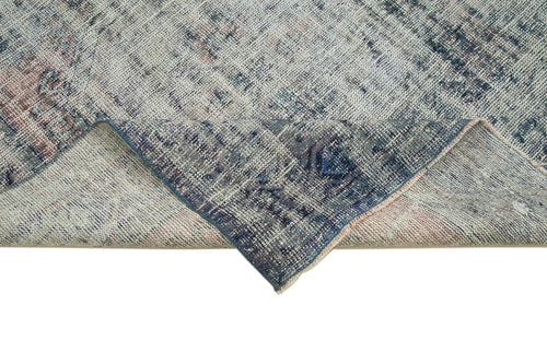 Zile Mavi Eskitme Pamuk Yün El Dokuma Halısı 140x412 Agacan