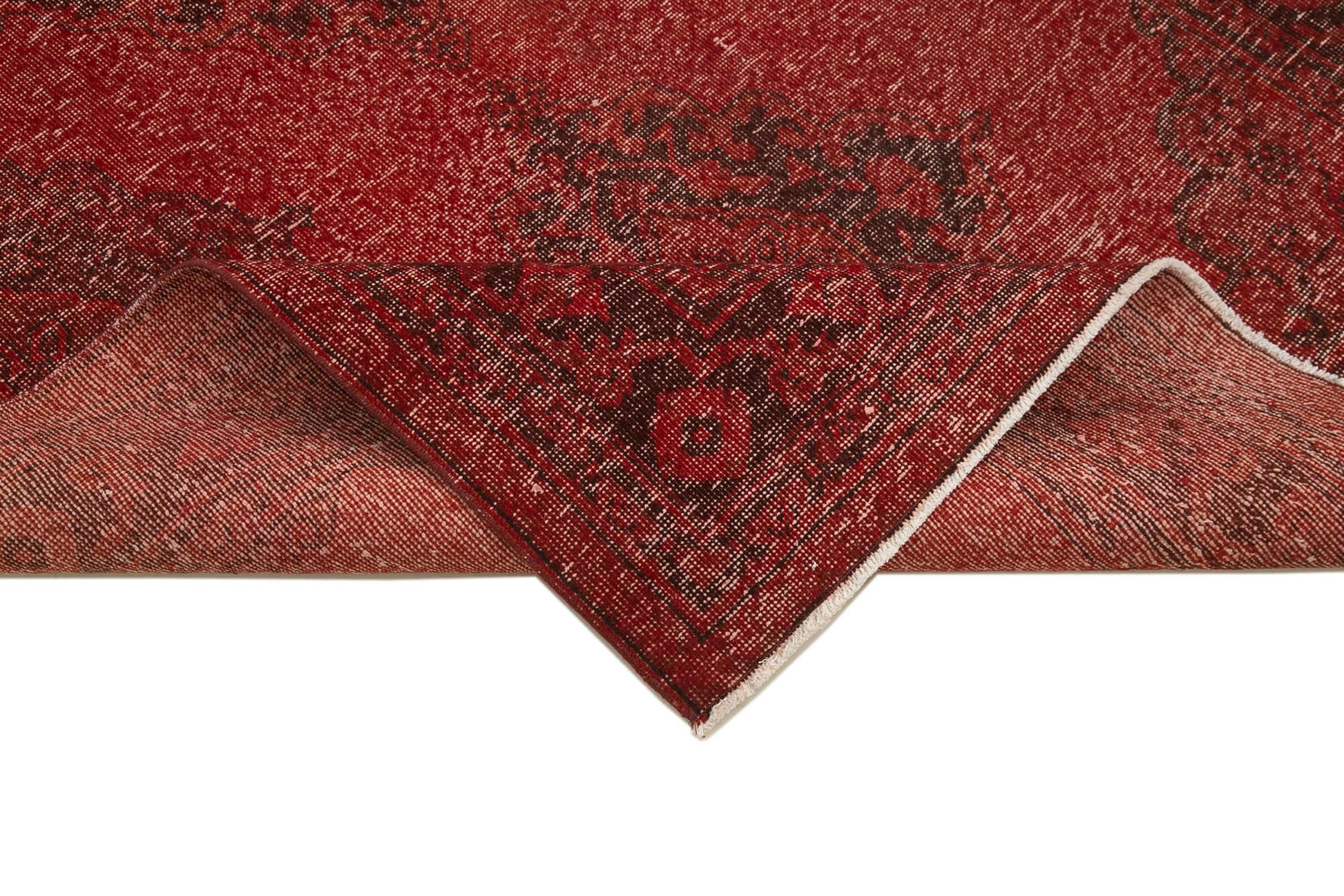 Zile Kırmızı Eskitme Pamuk Yün El Dokuma Halısı 144x381 Agacan