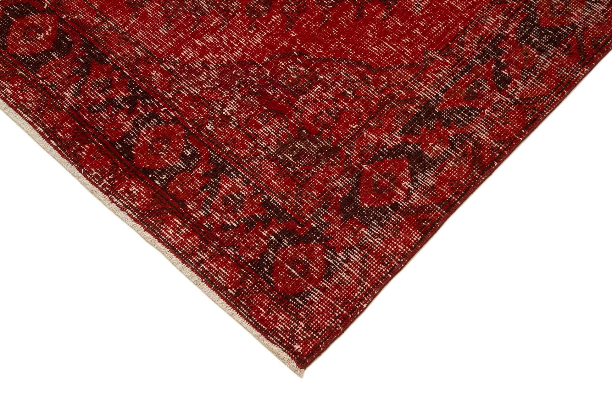 Zile Kırmızı Eskitme Pamuk Yün El Dokuma Halısı 145x387 Agacan