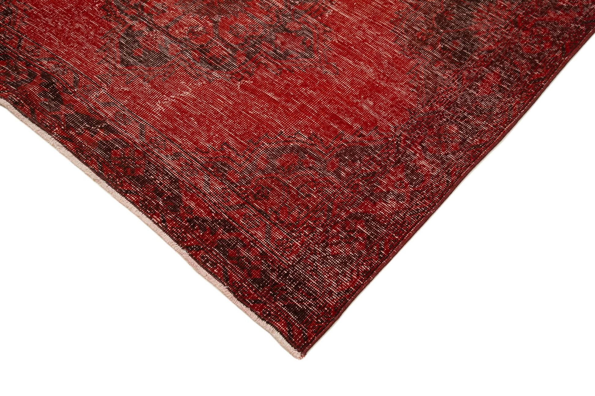 Zile Kırmızı Eskitme Pamuk Yün El Dokuma Halısı 144x393 Agacan