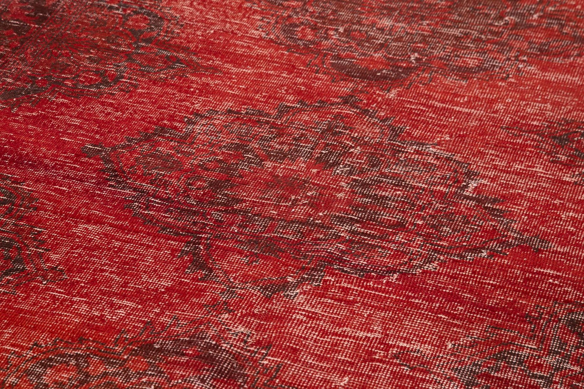 Zile Kırmızı Eskitme Pamuk Yün El Dokuma Halısı 144x393 Agacan