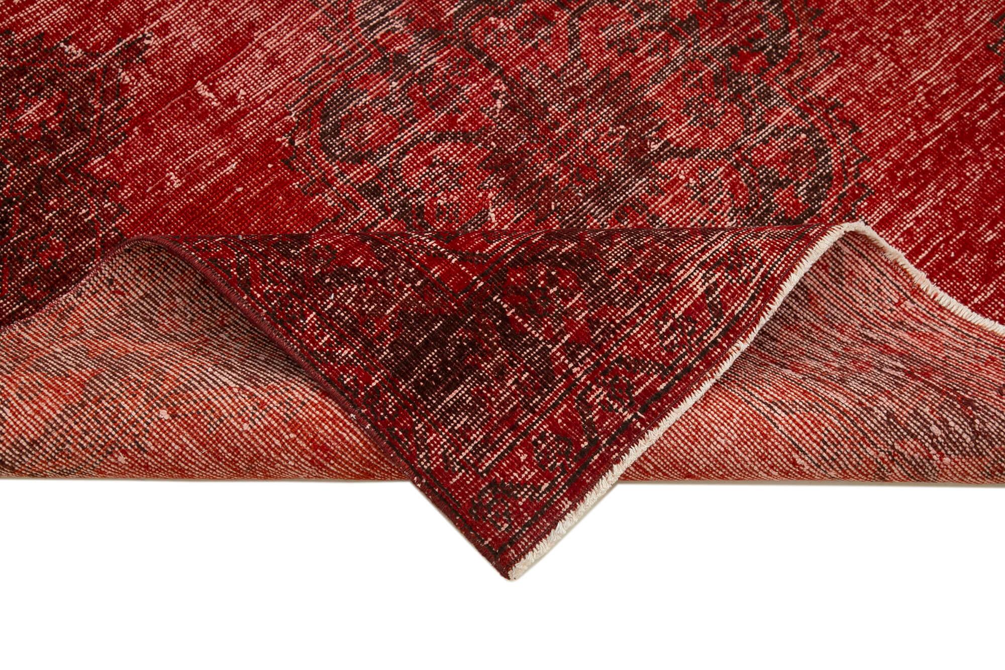 Zile Kırmızı Eskitme Pamuk Yün El Dokuma Halısı 144x393 Agacan