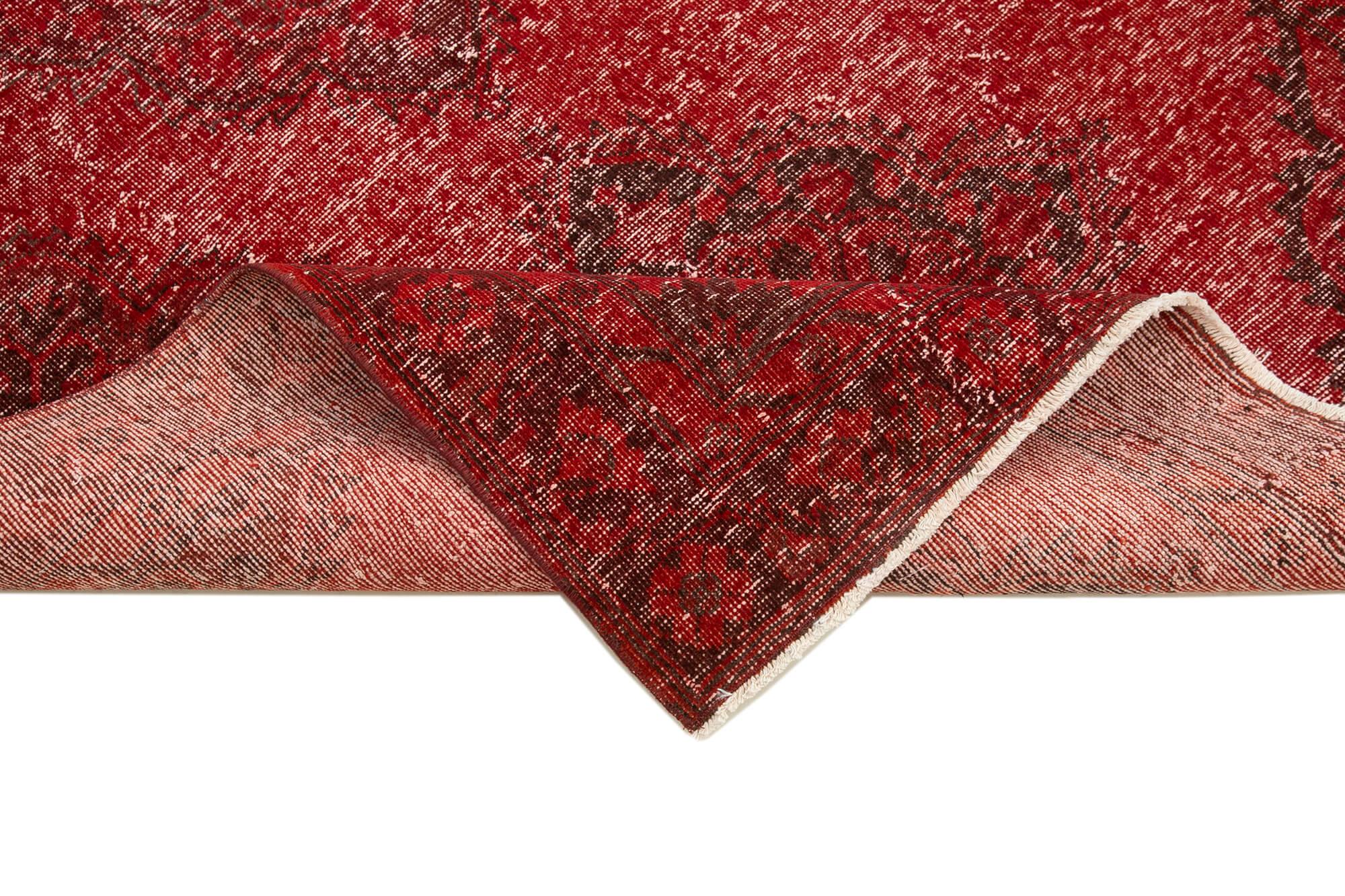 Zile Kırmızı Eskitme Pamuk Yün El Dokuma Halısı 135x381 Agacan