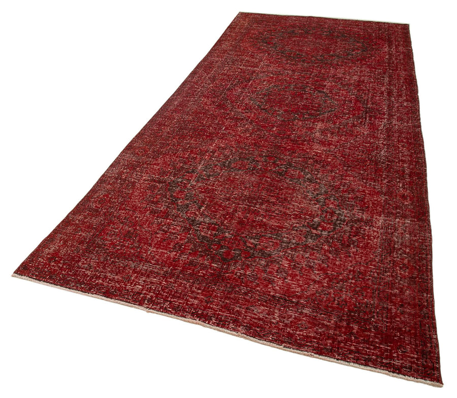 Zile Kırmızı Eskitme Pamuk Yün El Dokuma Halısı 150x361 Agacan