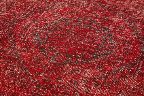 Zile Kırmızı Eskitme Pamuk Yün El Dokuma Halısı 150x361 Agacan