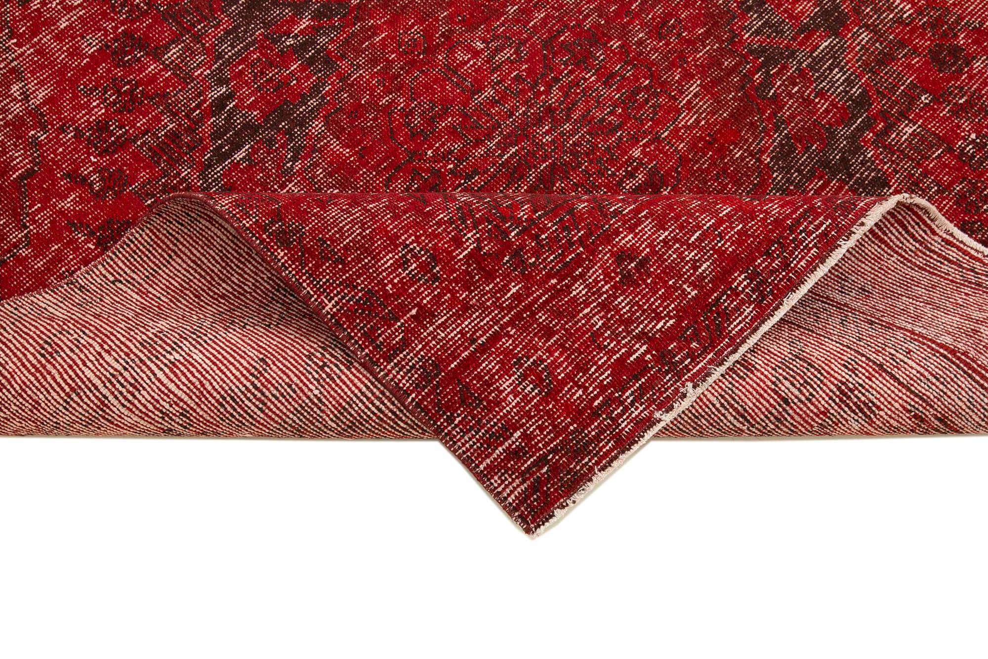 Zile Kırmızı Eskitme Pamuk Yün El Dokuma Halısı 150x361 Agacan