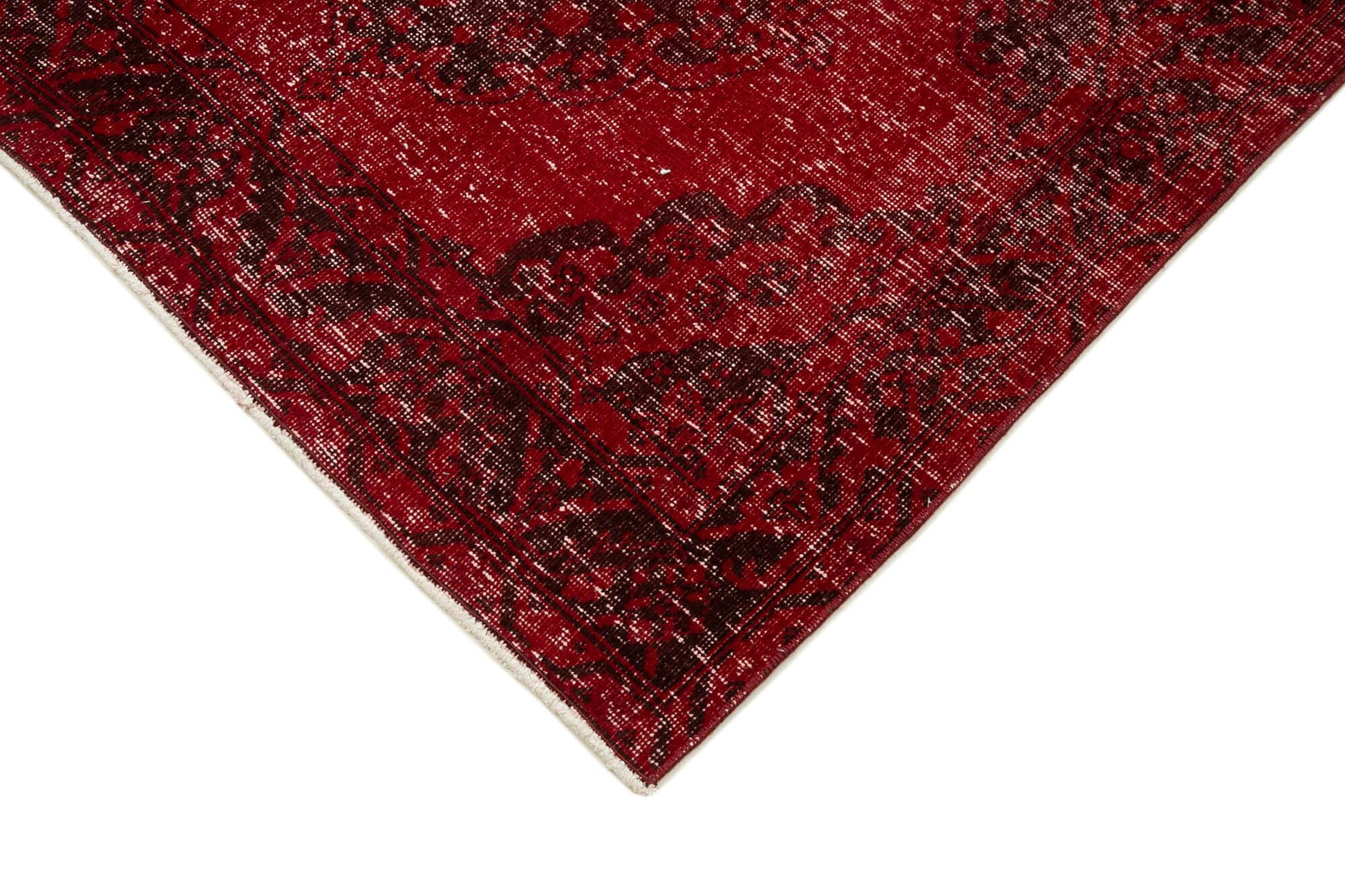 Zile Kırmızı Eskitme Pamuk Yün El Dokuma Halısı 143x391 Agacan