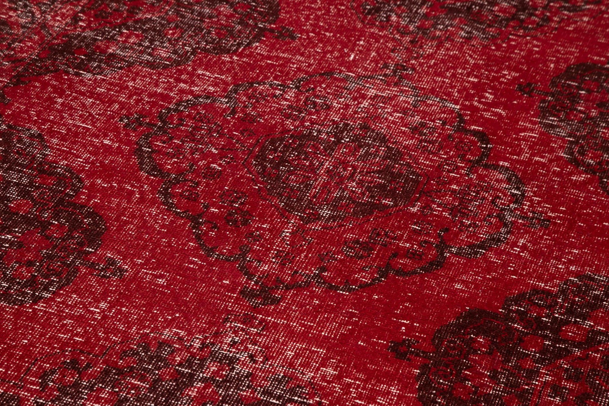 Zile Kırmızı Eskitme Pamuk Yün El Dokuma Halısı 143x391 Agacan