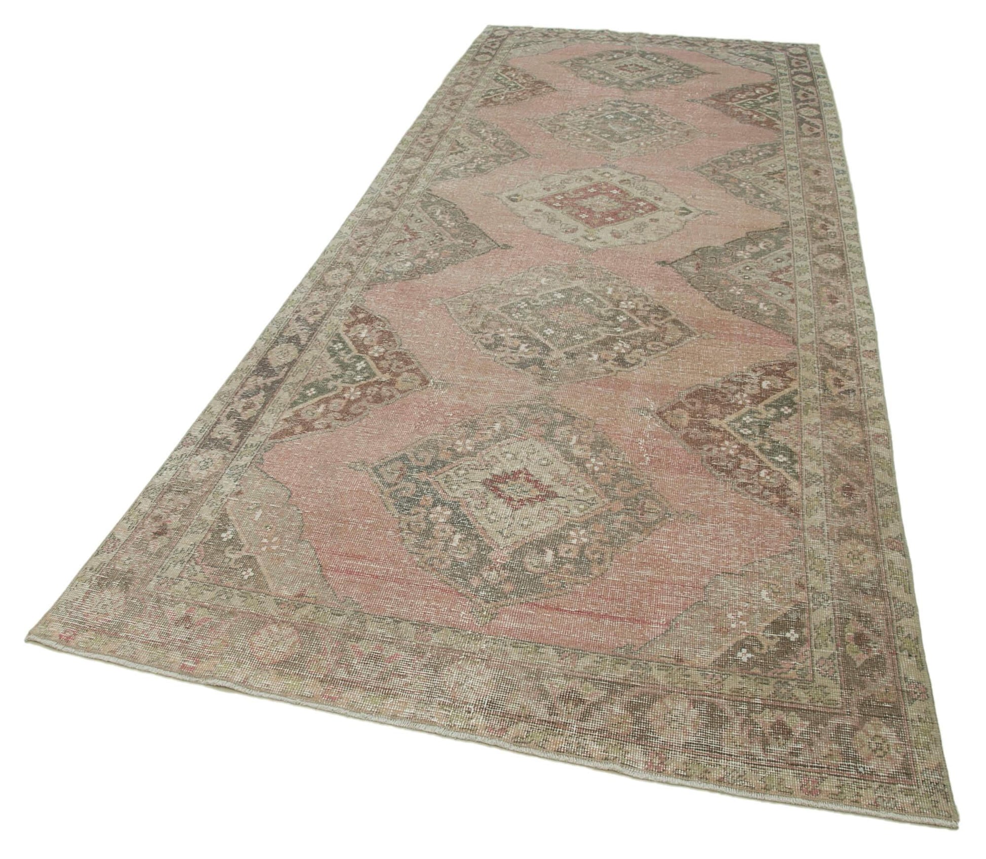 Zile Bej Eskitme Pamuk Yün El Dokuma Halısı 148x374 Agacan