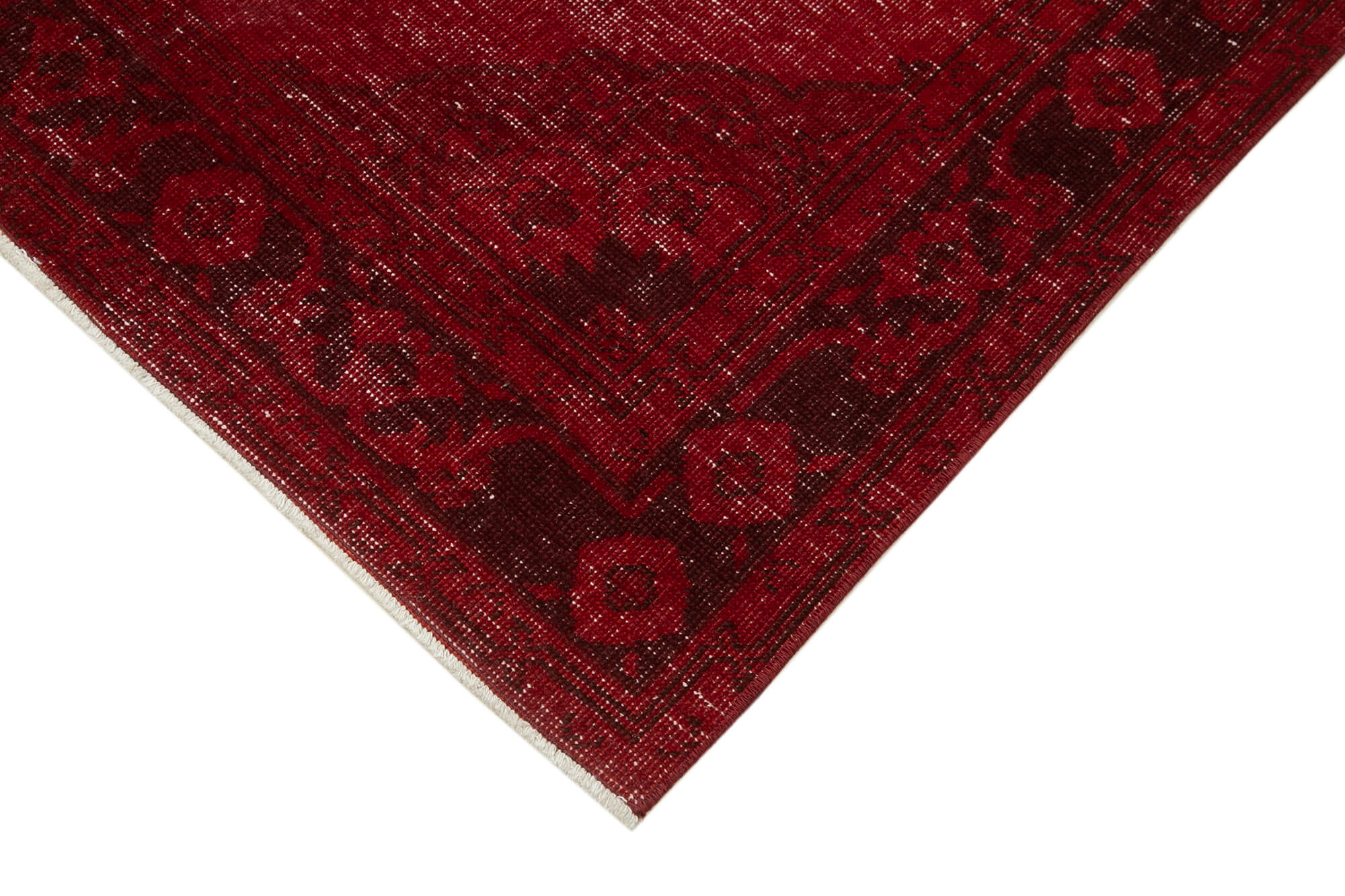 Zile Kırmızı Eskitme Pamuk Yün El Dokuma Halısı 144x374 Agacan