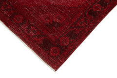 Zile Kırmızı Eskitme Pamuk Yün El Dokuma Halısı 144x374 Agacan