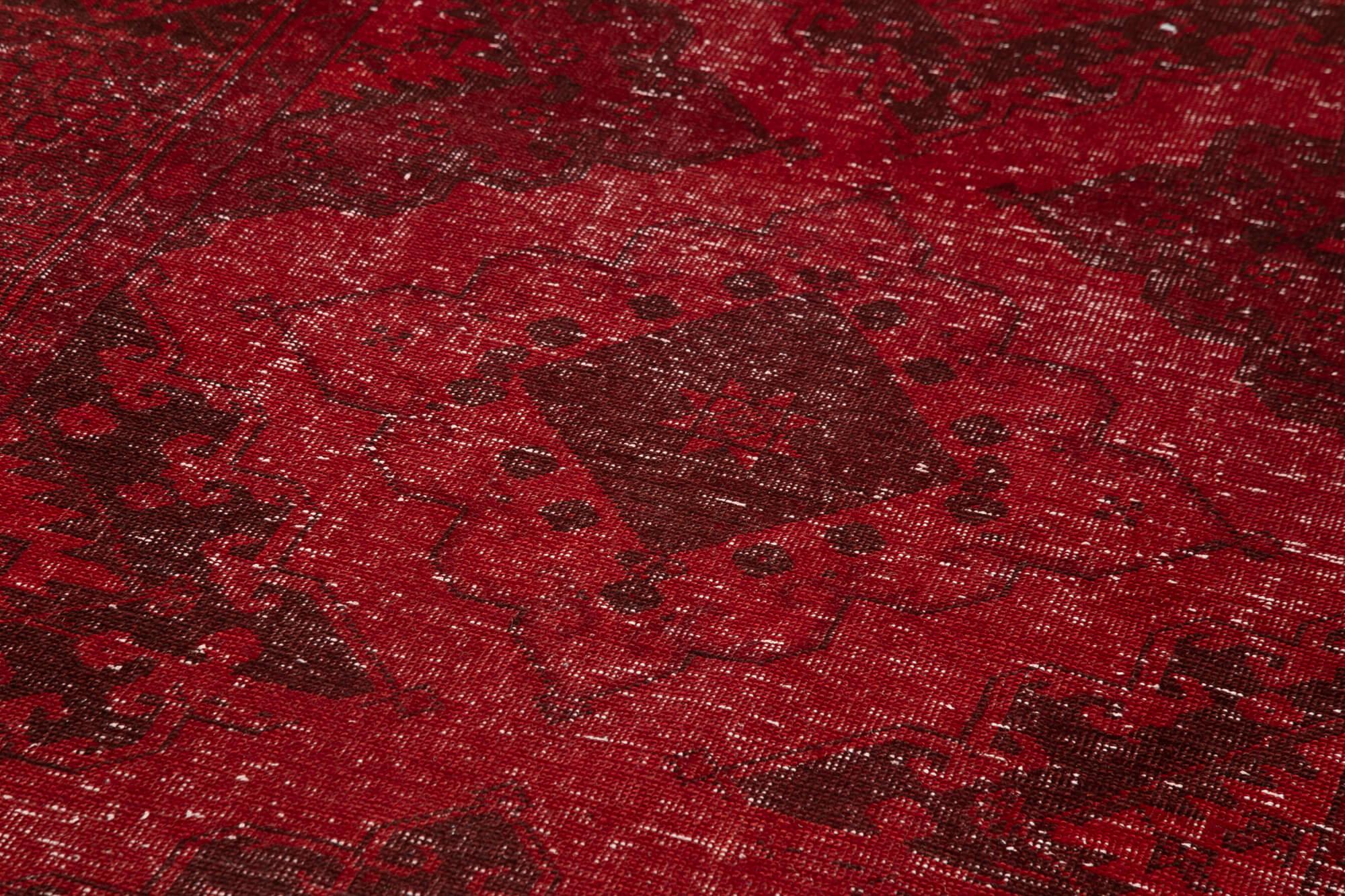 Zile Kırmızı Eskitme Pamuk Yün El Dokuma Halısı 143x395 Agacan