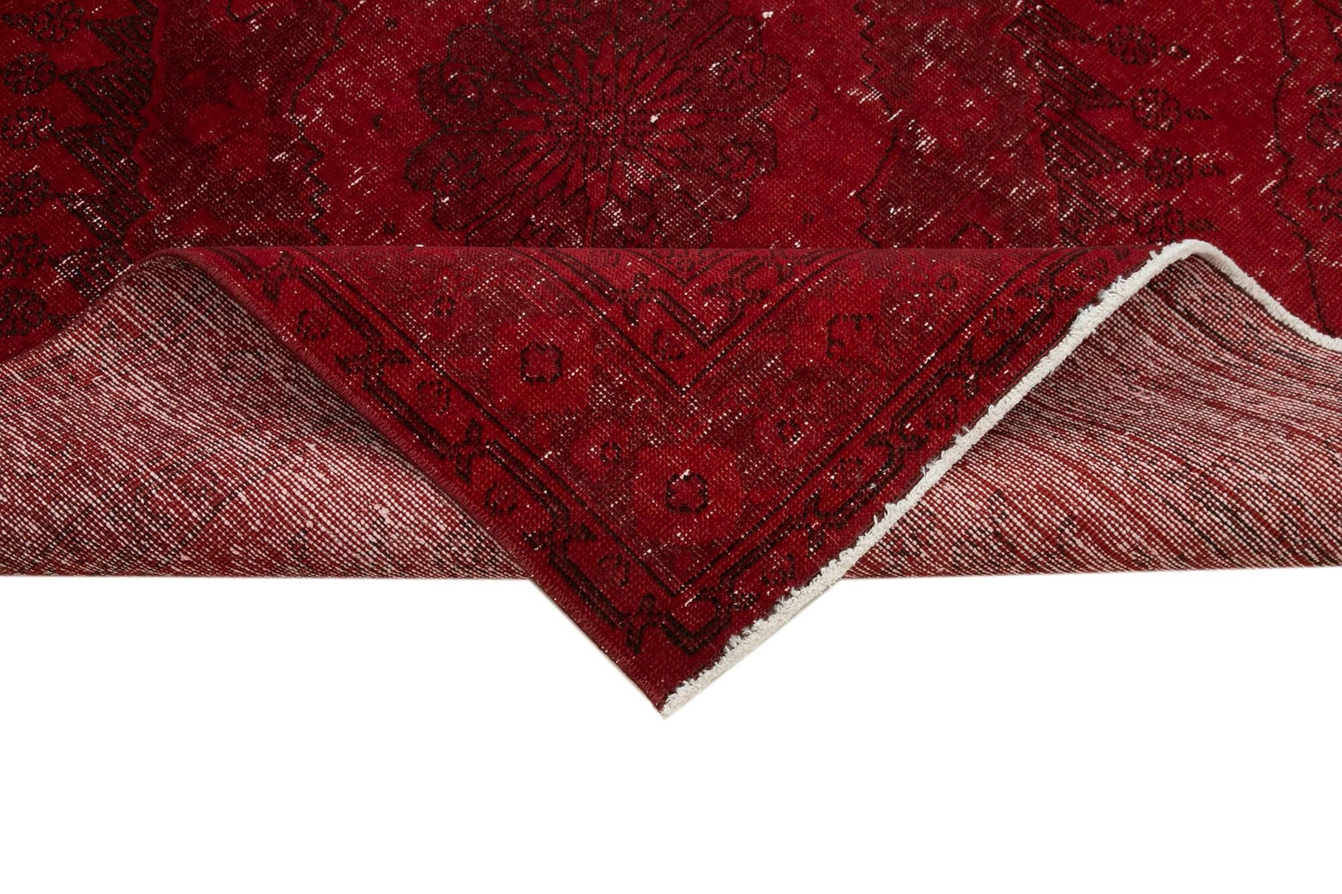 Zile Kırmızı Eskitme Pamuk Yün El Dokuma Halısı 147x387 Agacan