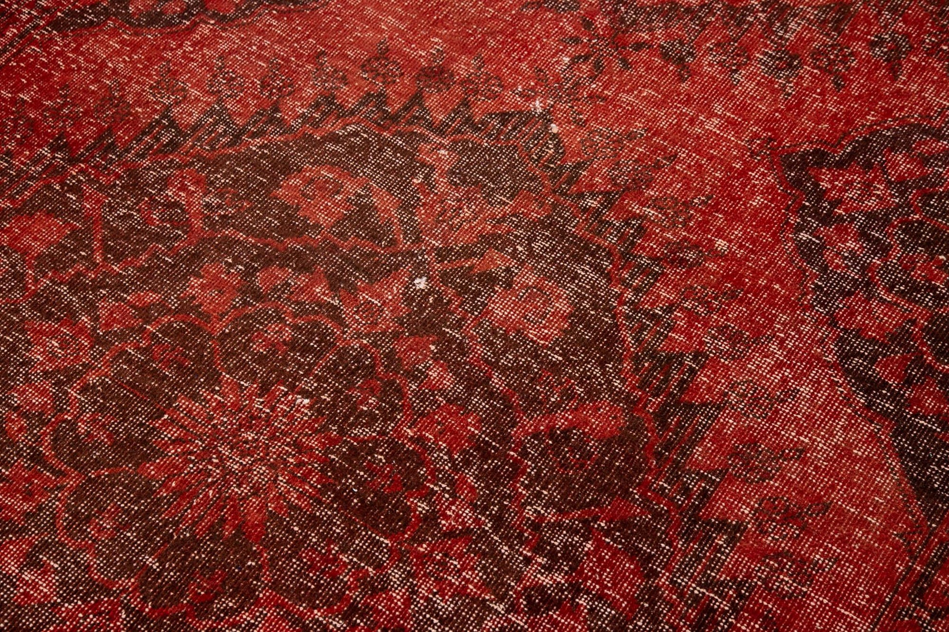 Zile Kırmızı Eskitme Pamuk Yün El Dokuma Halısı 141x385 Agacan