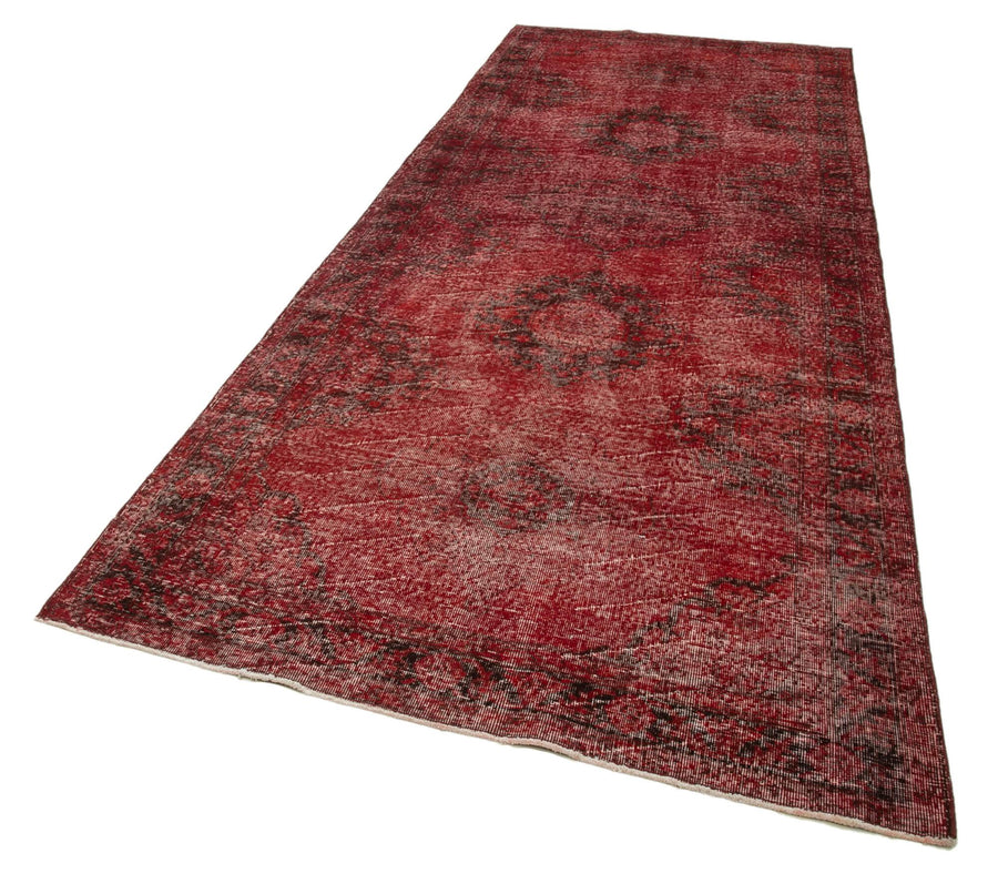 Zile Kırmızı Eskitme Pamuk Yün El Dokuma Halısı 146x390 Agacan