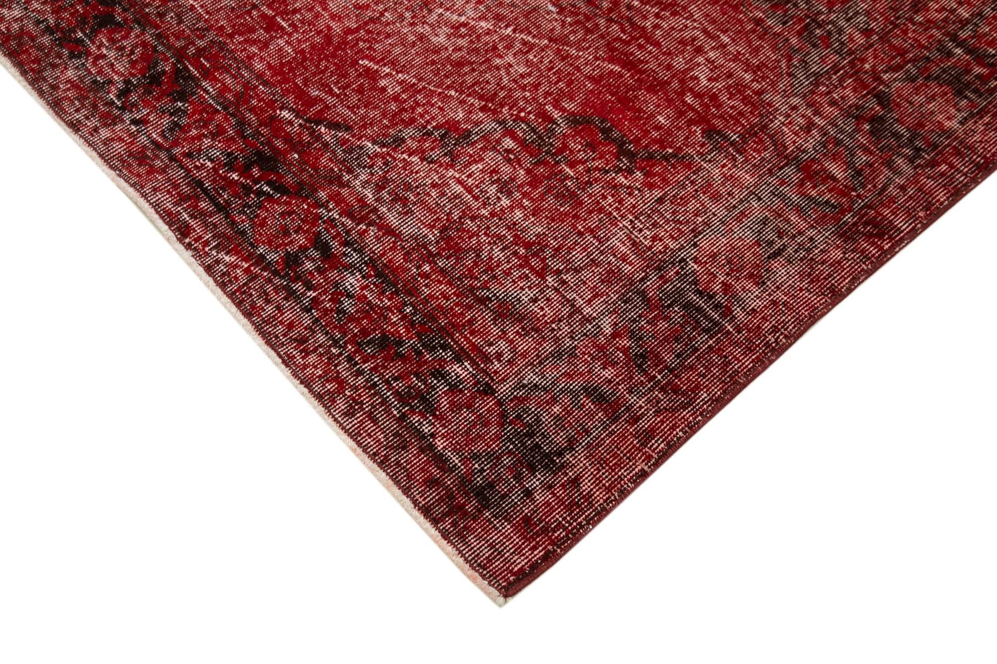 Zile Kırmızı Eskitme Pamuk Yün El Dokuma Halısı 146x390 Agacan