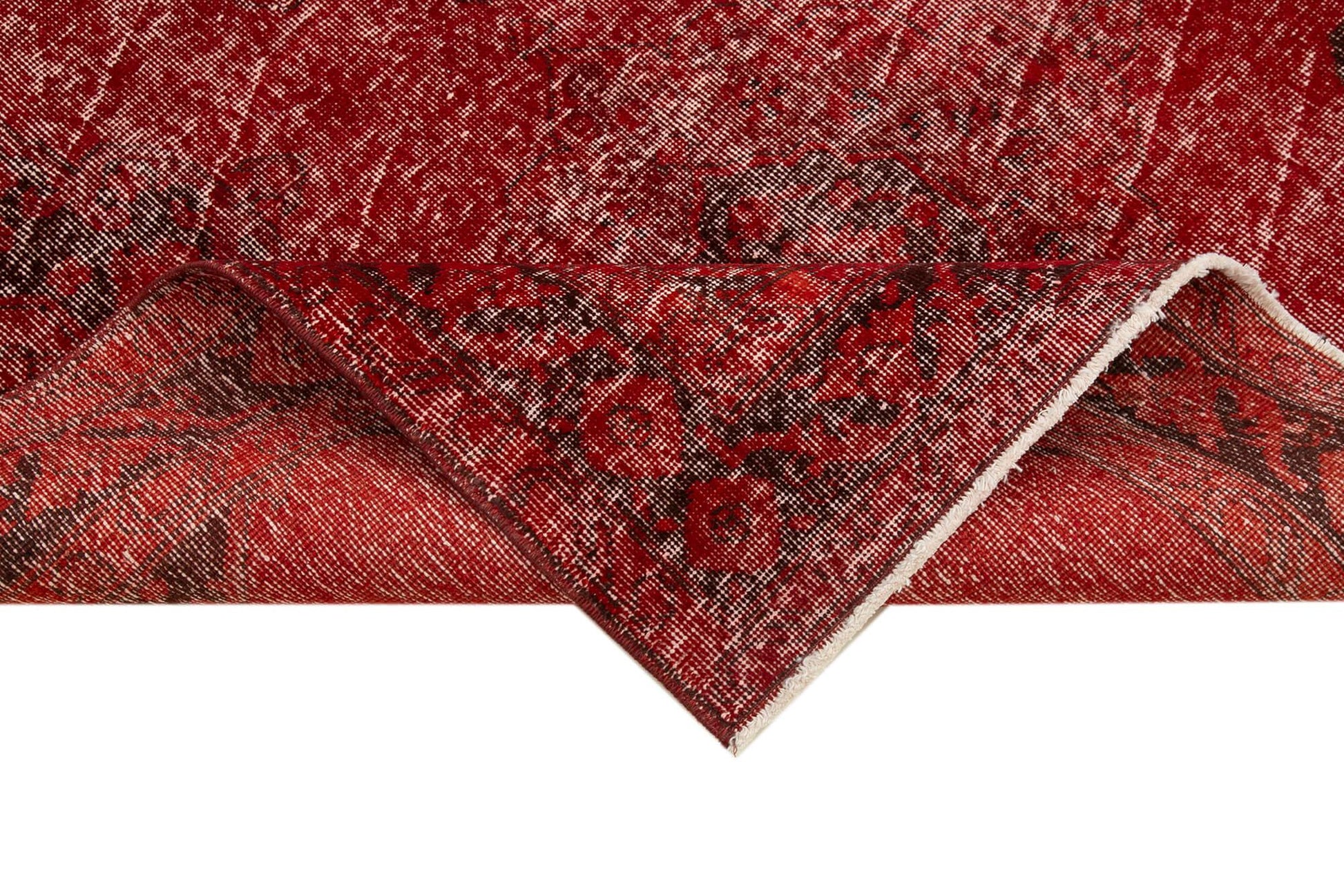 Zile Kırmızı Eskitme Pamuk Yün El Dokuma Halısı 146x390 Agacan