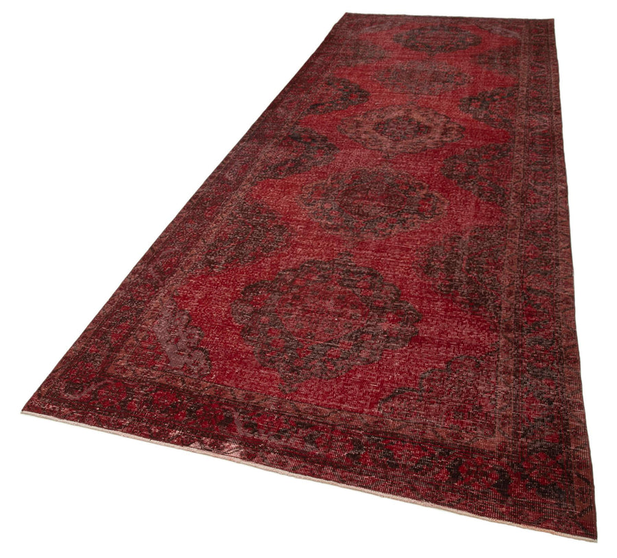 Zile Kırmızı Eskitme Pamuk Yün El Dokuma Halısı 148x413 Agacan