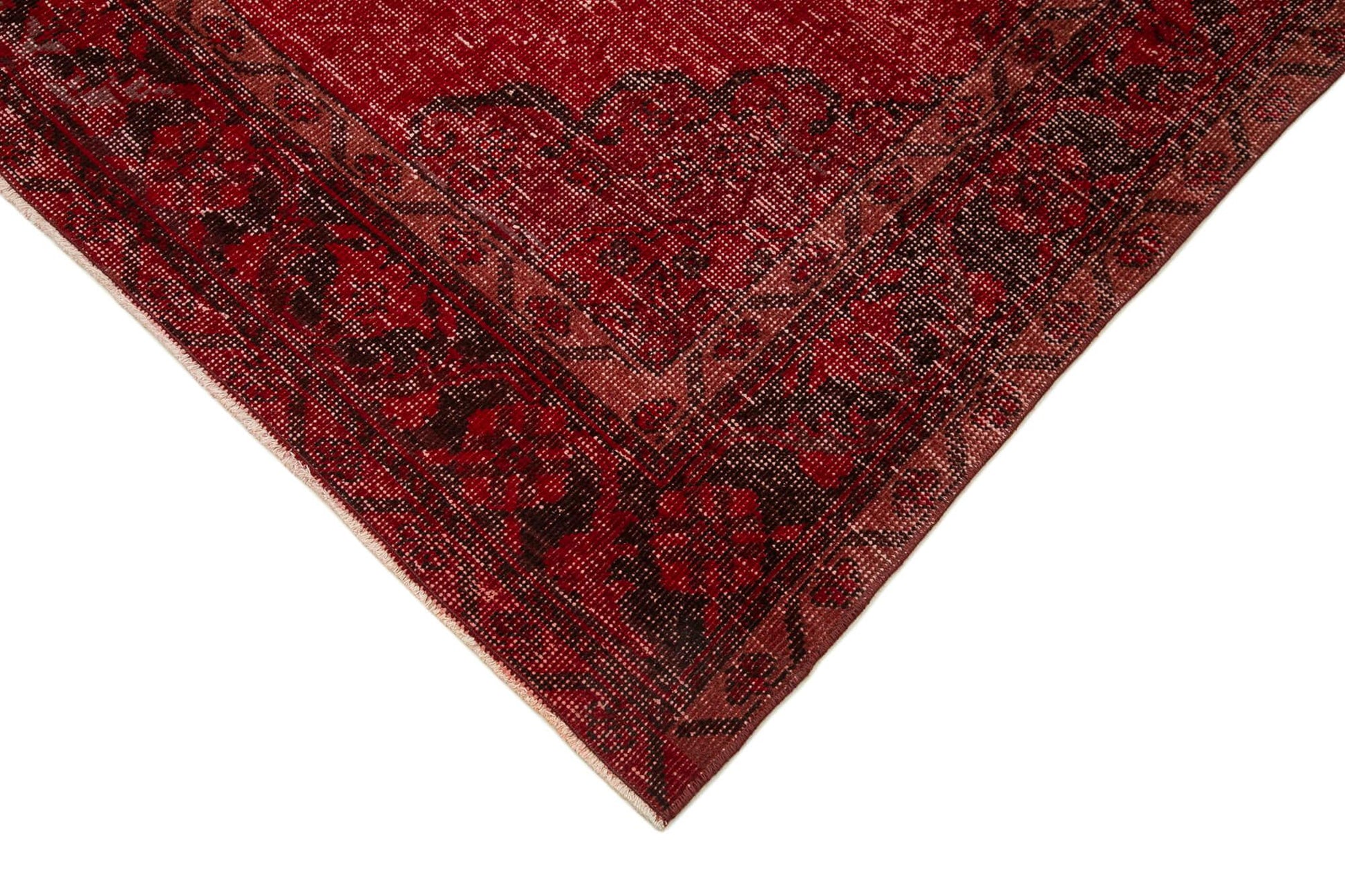 Zile Kırmızı Eskitme Pamuk Yün El Dokuma Halısı 148x413 Agacan
