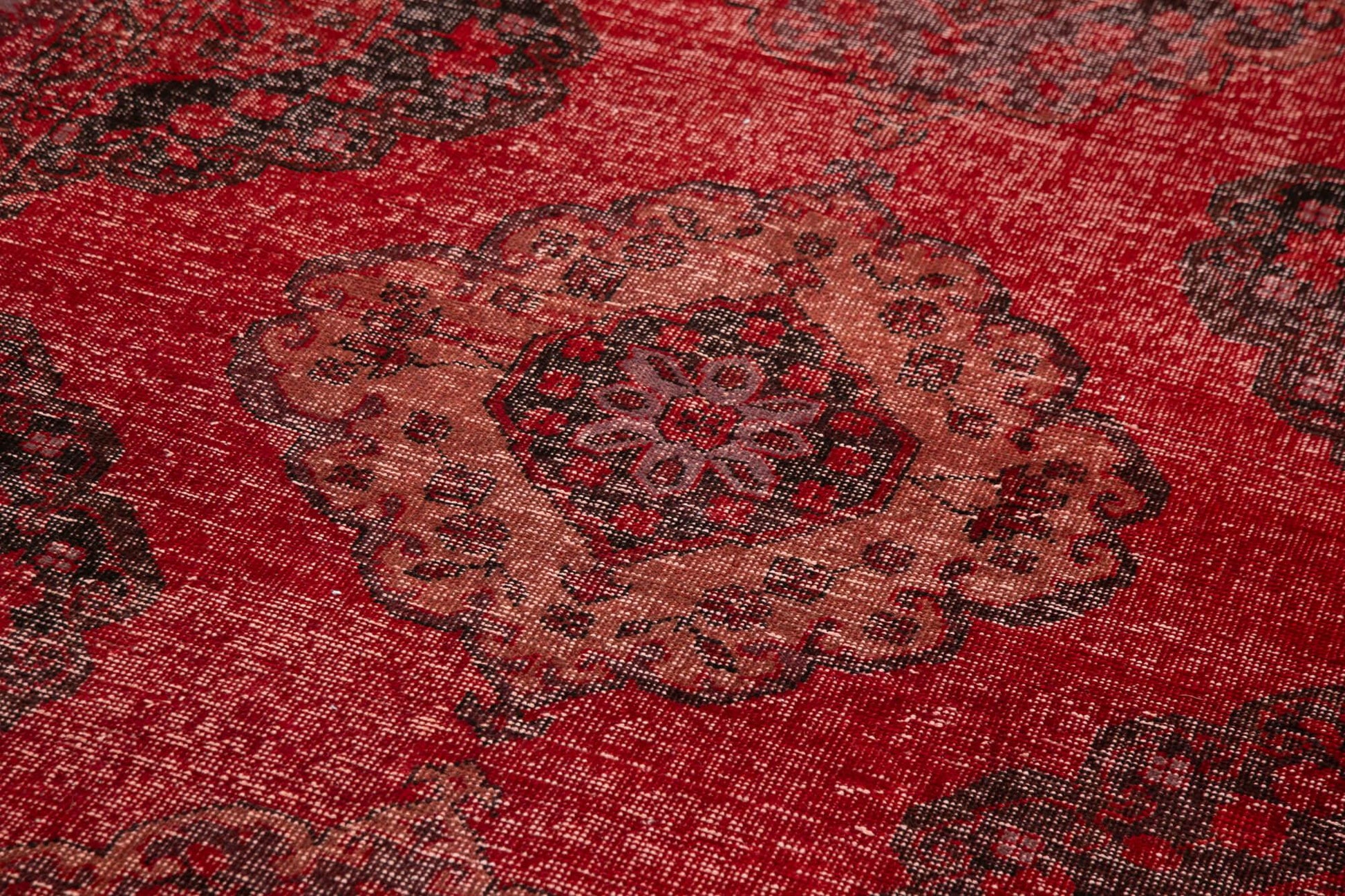 Zile Kırmızı Eskitme Pamuk Yün El Dokuma Halısı 148x413 Agacan