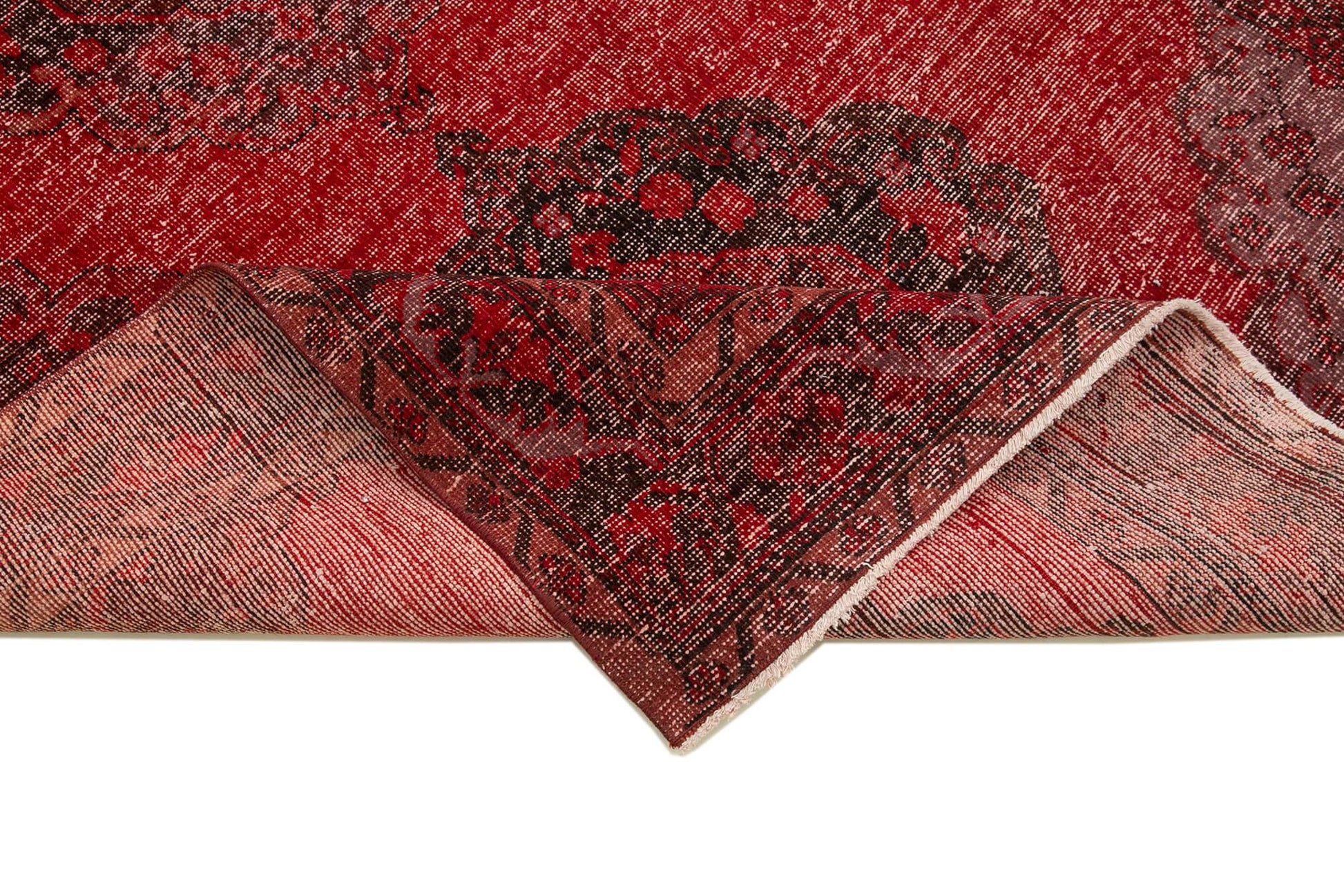 Zile Kırmızı Eskitme Pamuk Yün El Dokuma Halısı 148x413 Agacan
