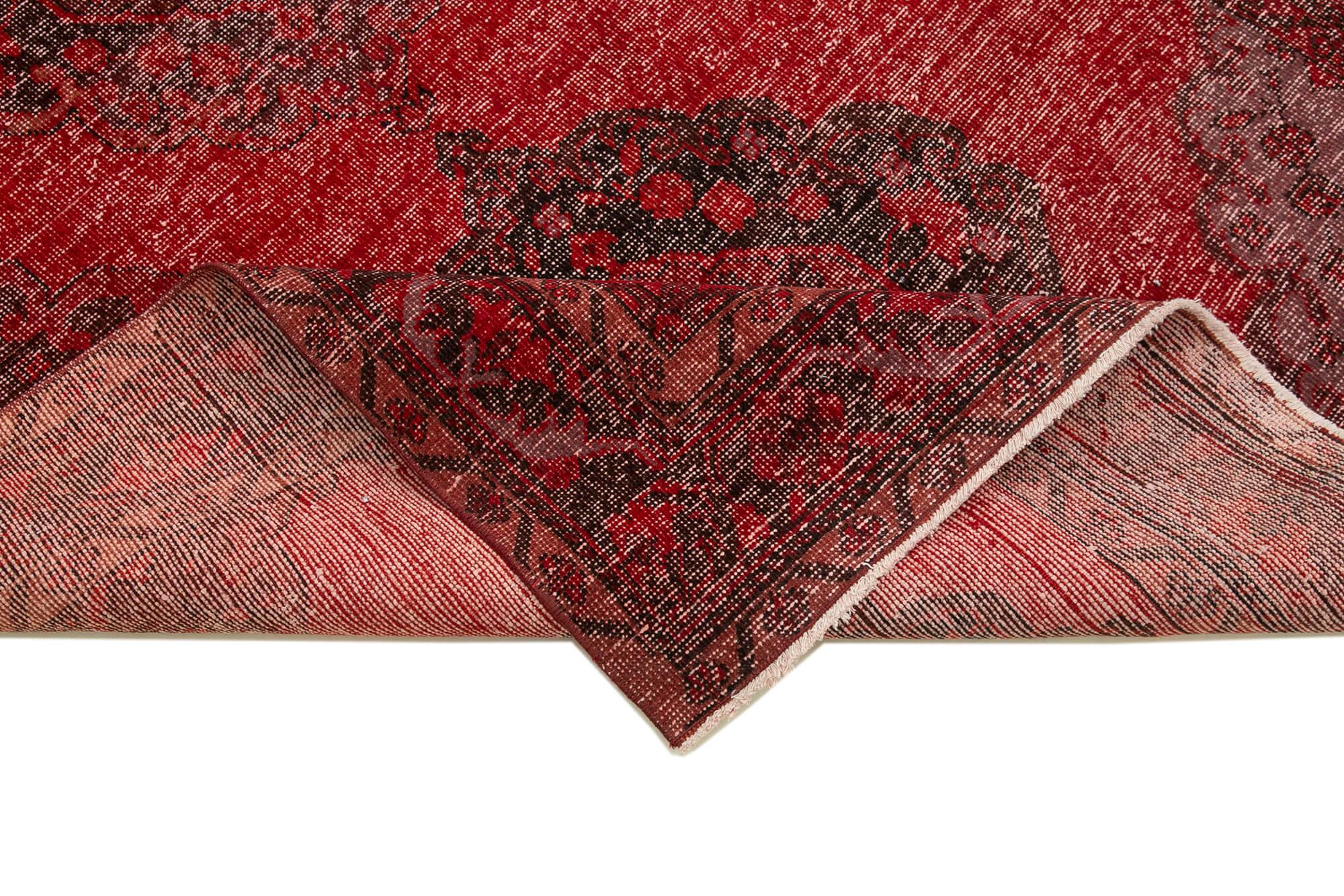 Zile Kırmızı Eskitme Pamuk Yün El Dokuma Halısı 148x413 Agacan