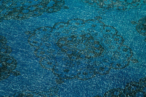 Zile Turkuaz Eskitme Pamuk Yün El Dokuma Halısı 147x400 Agacan