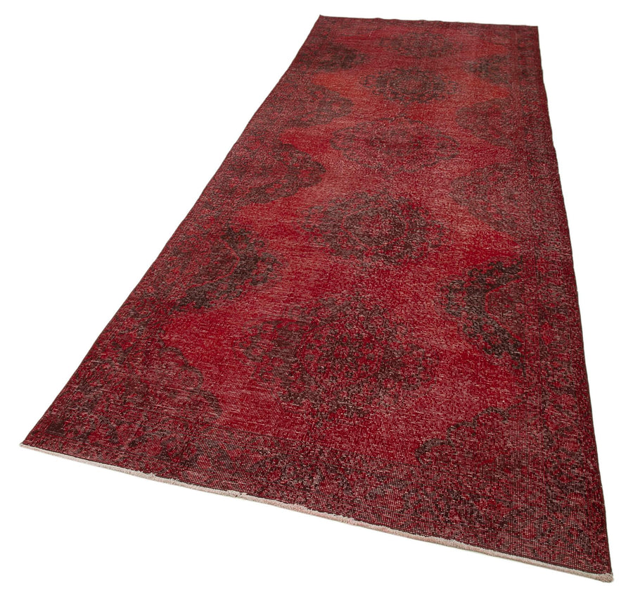 Zile Kırmızı Eskitme Pamuk Yün El Dokuma Halısı 140x400 Agacan