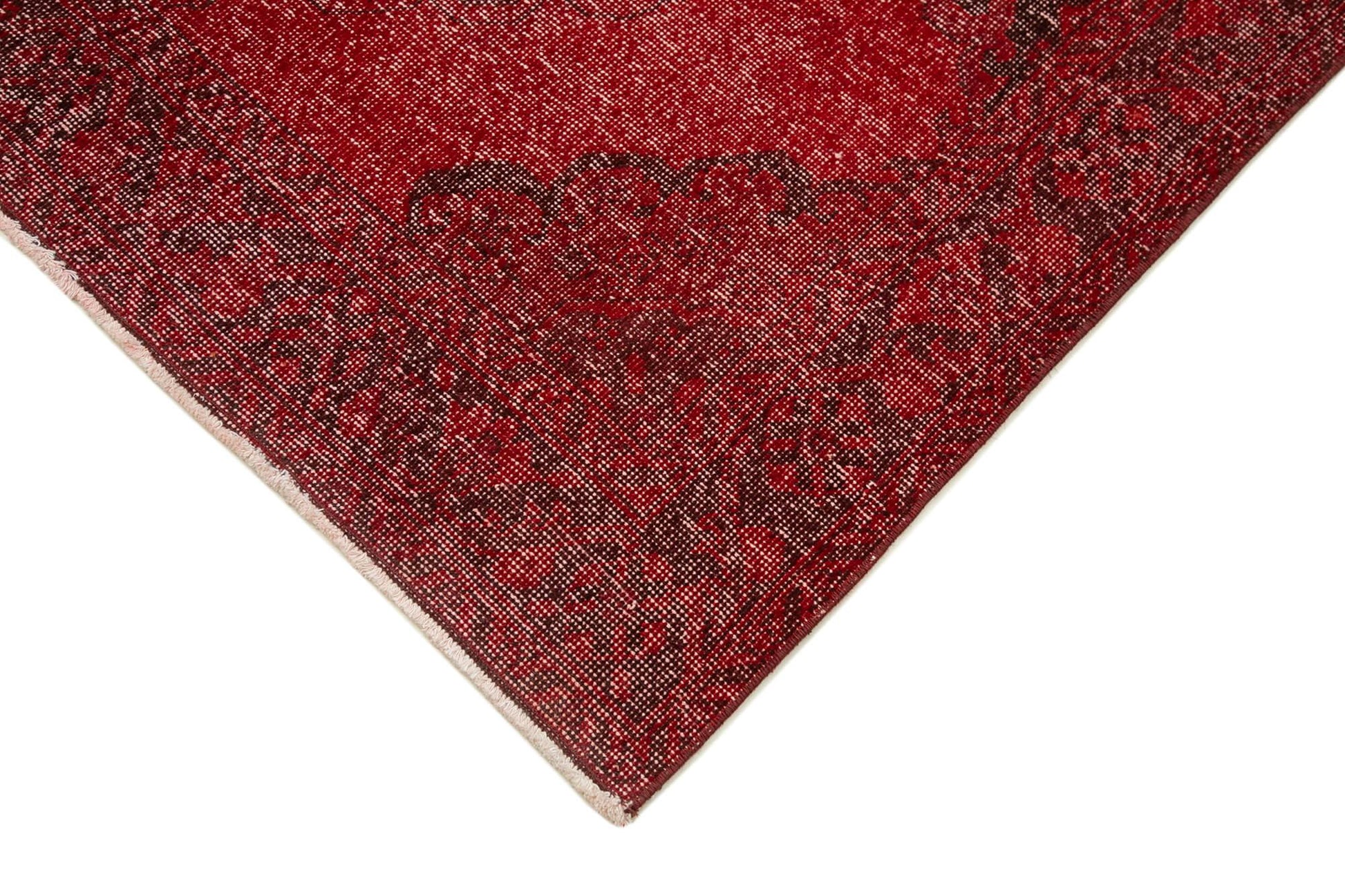 Zile Kırmızı Eskitme Pamuk Yün El Dokuma Halısı 140x400 Agacan