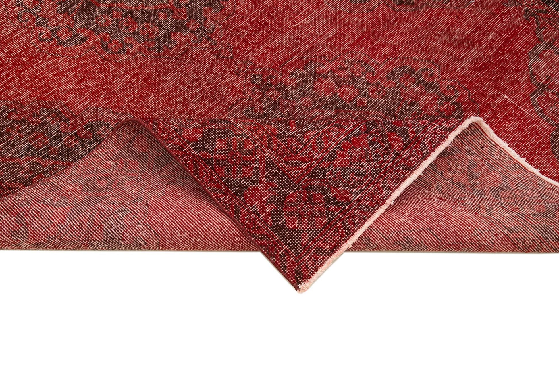 Zile Kırmızı Eskitme Pamuk Yün El Dokuma Halısı 140x400 Agacan