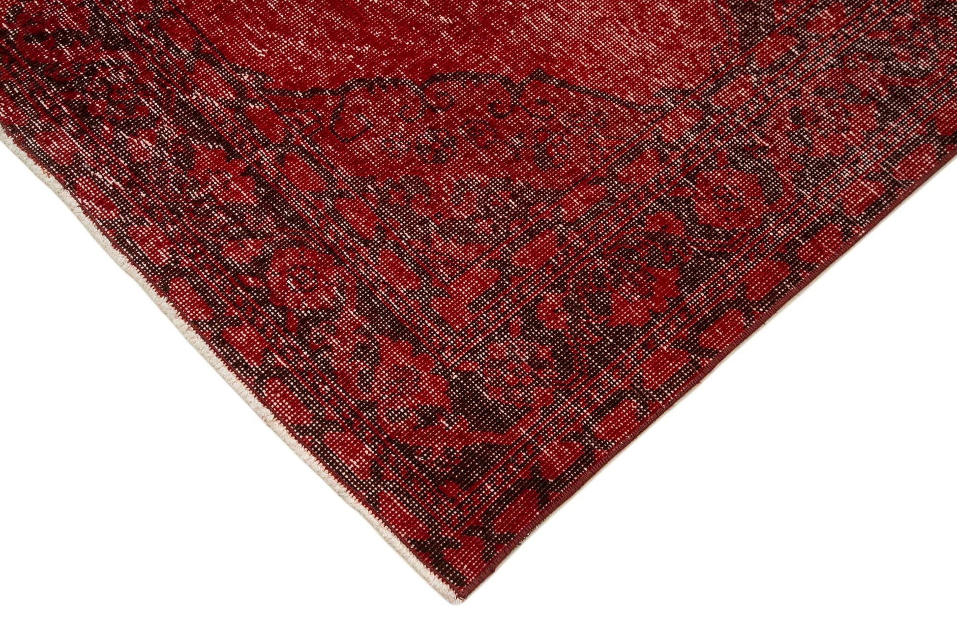 Zile Kırmızı Eskitme Pamuk Yün El Dokuma Halısı 144x400 Agacan