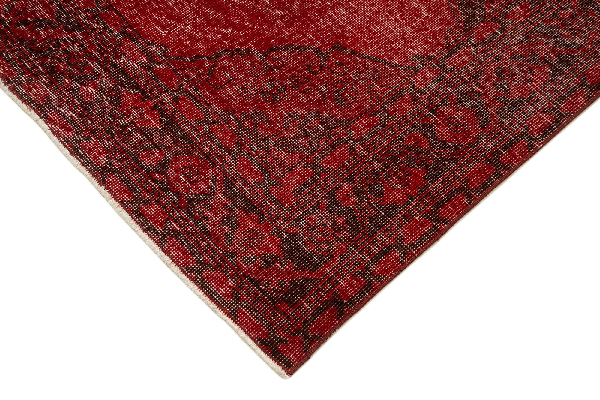 Zile Kırmızı Eskitme Pamuk Yün El Dokuma Halısı 144x400 Agacan