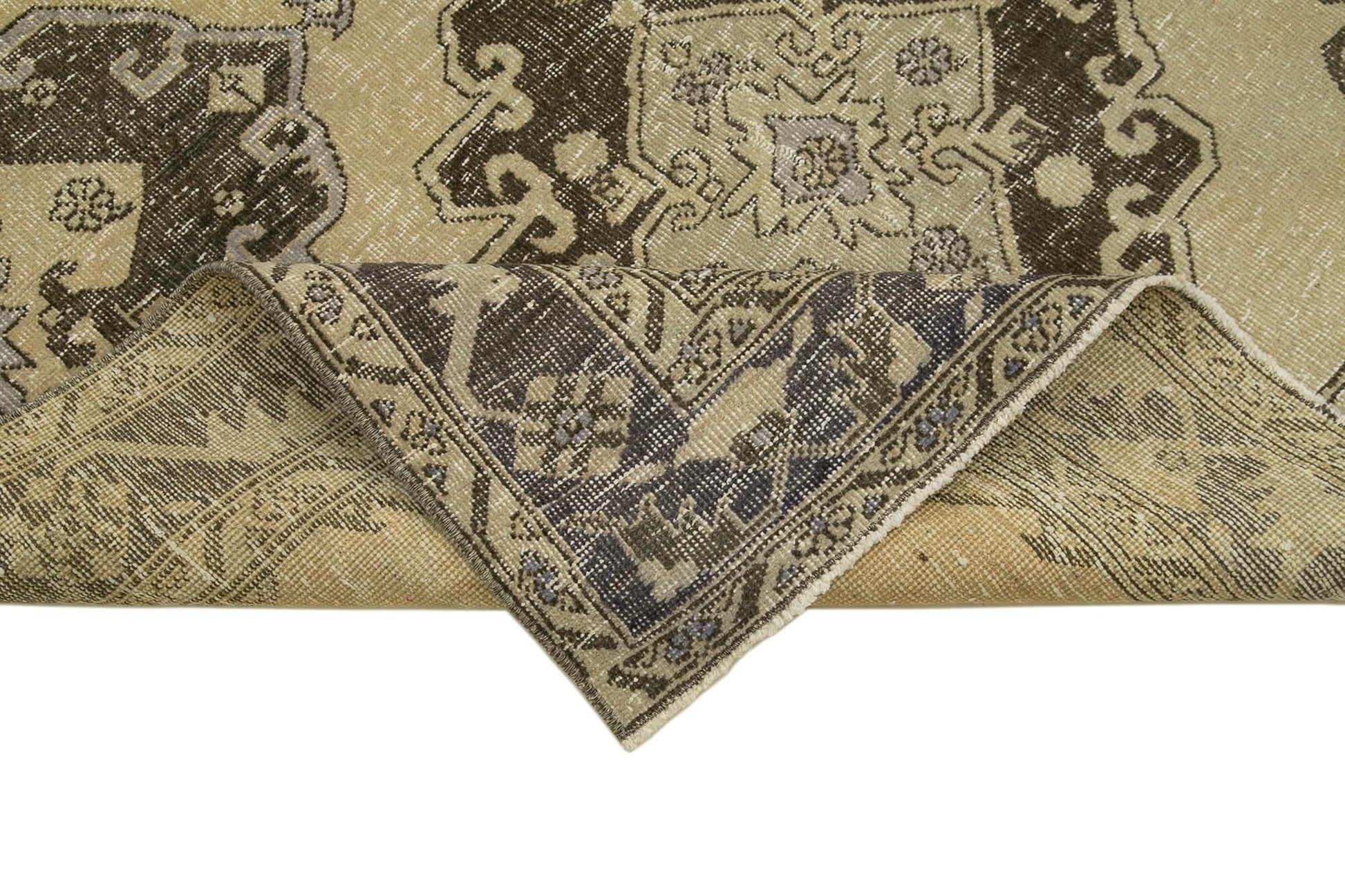 Zile Bej Eskitme Pamuk Yün El Dokuma Halısı 146x405 Agacan