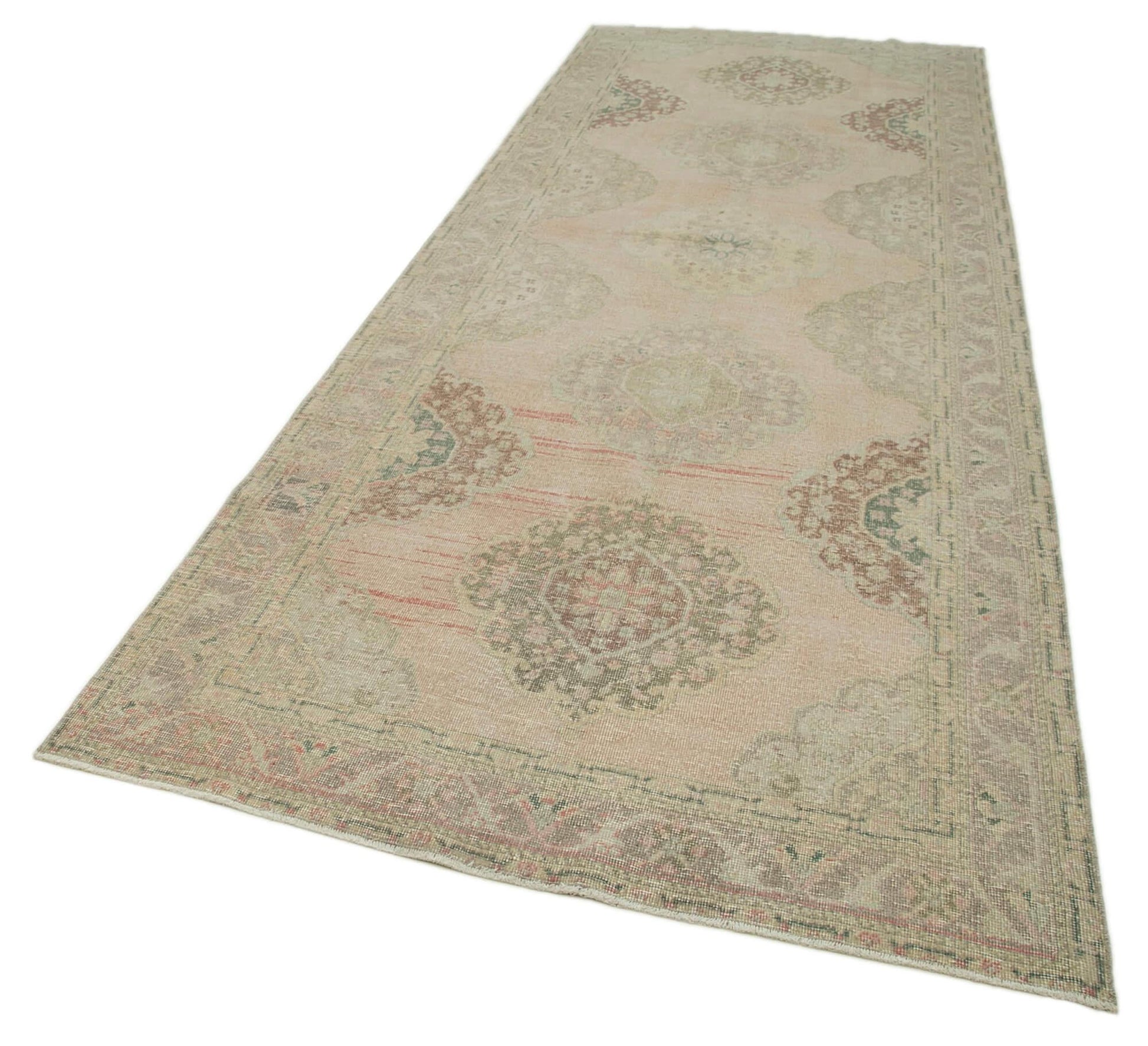 Zile Bej Eskitme Pamuk Yün El Dokuma Halısı 145x393 Agacan