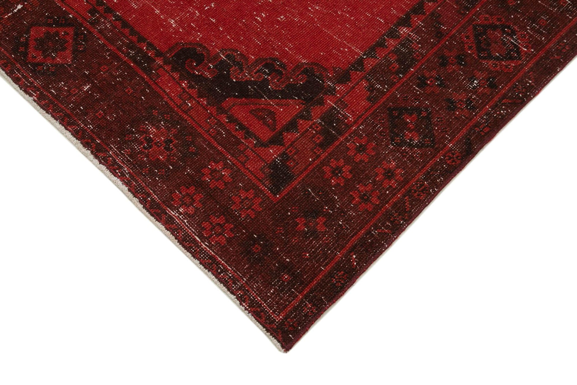 Zile Kırmızı Eskitme Pamuk Yün El Dokuma Halısı 140x392 Agacan