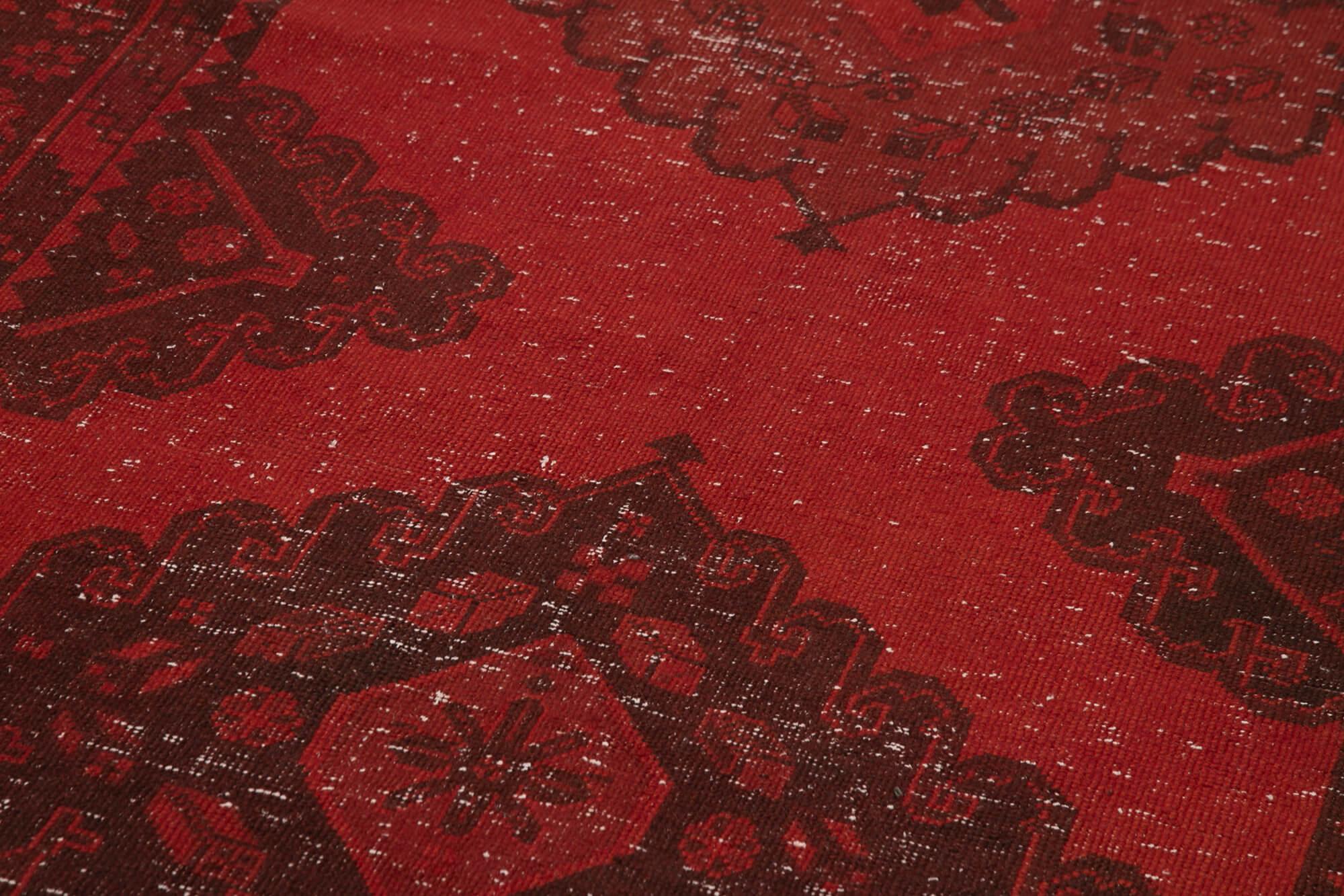 Zile Kırmızı Eskitme Pamuk Yün El Dokuma Halısı 140x392 Agacan